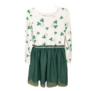 Girls Cat & Jack St Patrick's Day Dress Shamrocks Rainbows Tulle Skirt Sz 6/6X